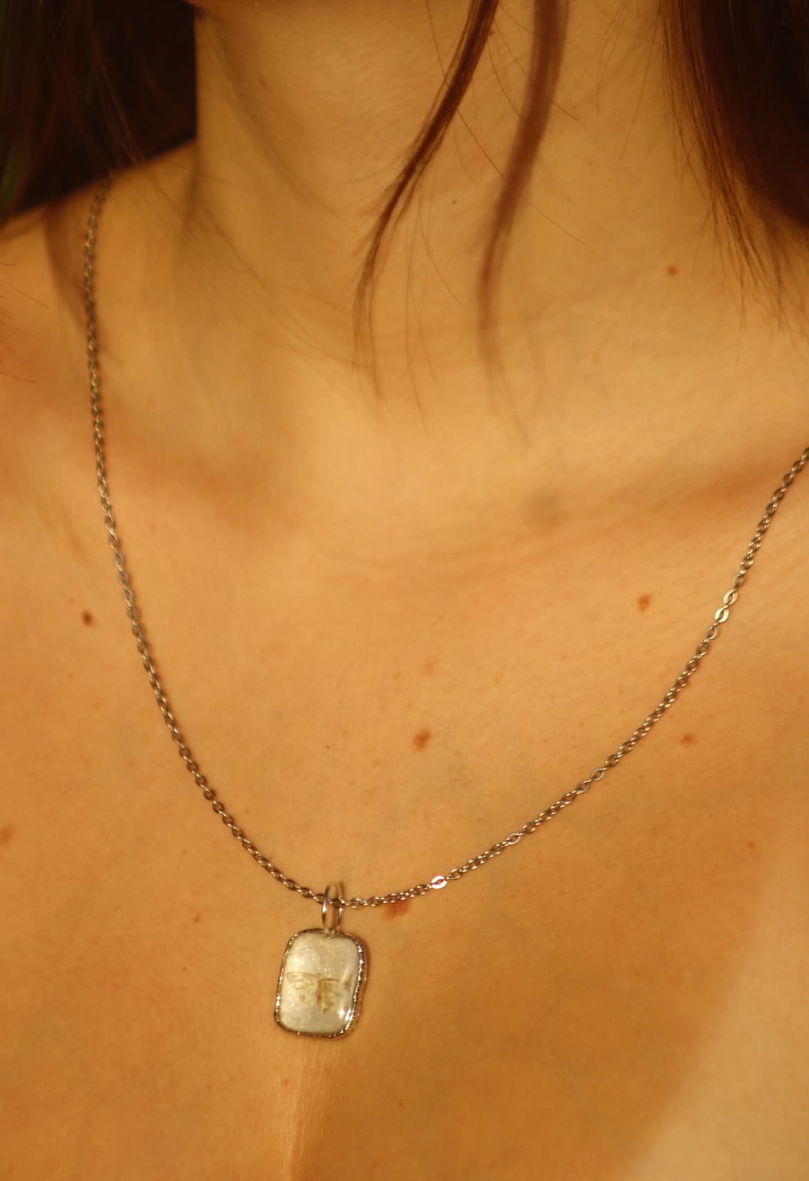 Petite Green Moth Necklace